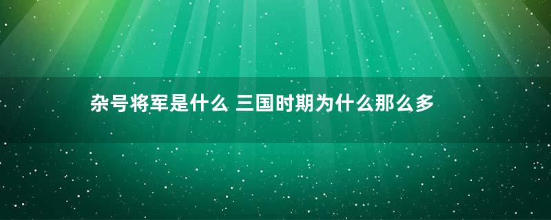 杂号将军是什么 三国时期为什么那么多